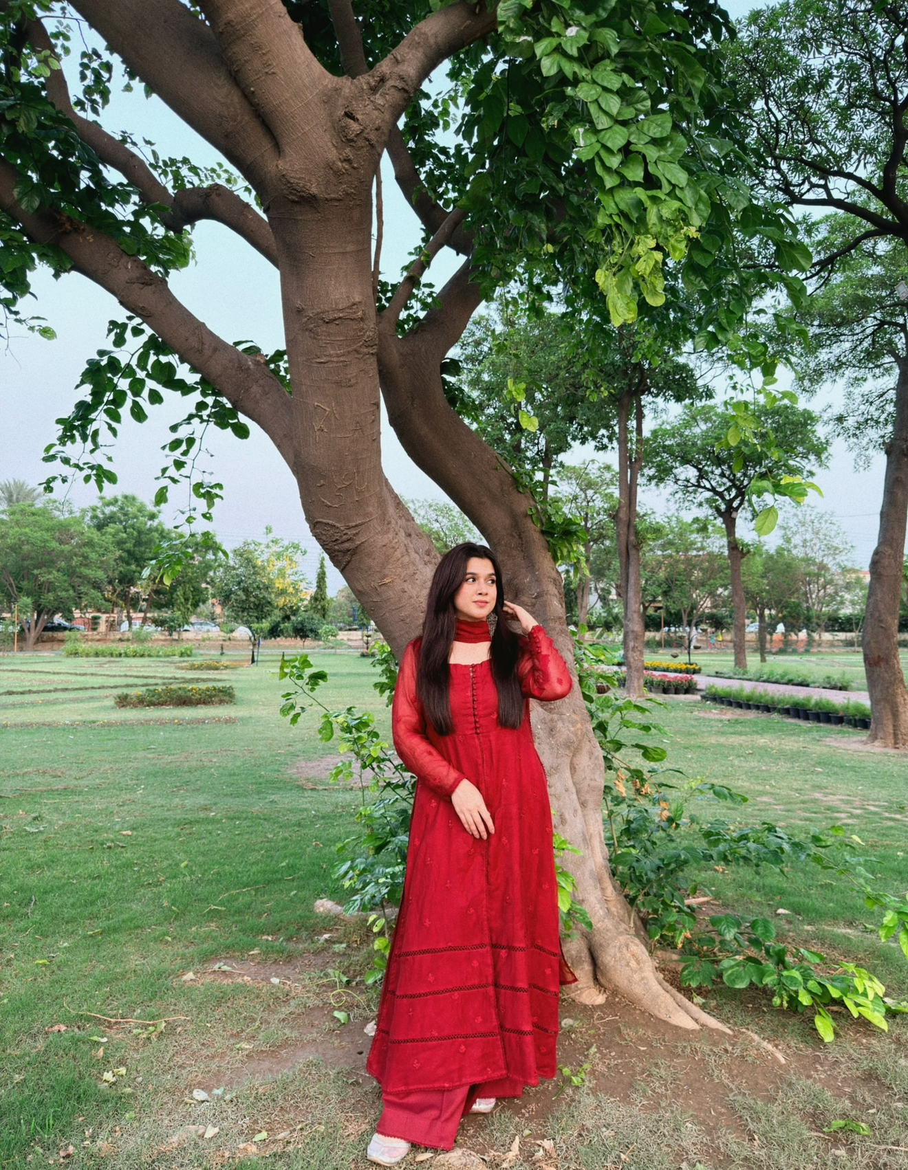 Red Anarkali-3pc